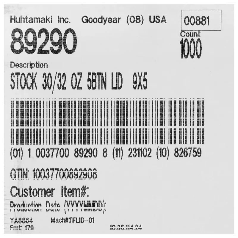 Lid 105MM For 30-32 OZ Cold Cup Identification Embossed 1000/Case