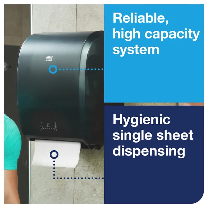 Tork Optiserv H80 Paper Towel Dispenser 9.32X12.32X15.95 IN Plastic Translucent Black Printed 1/Each