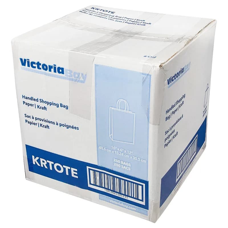 Victoria Bay Shopper Bag 16X6X12 IN Paper Kraft Gusset 250/Case