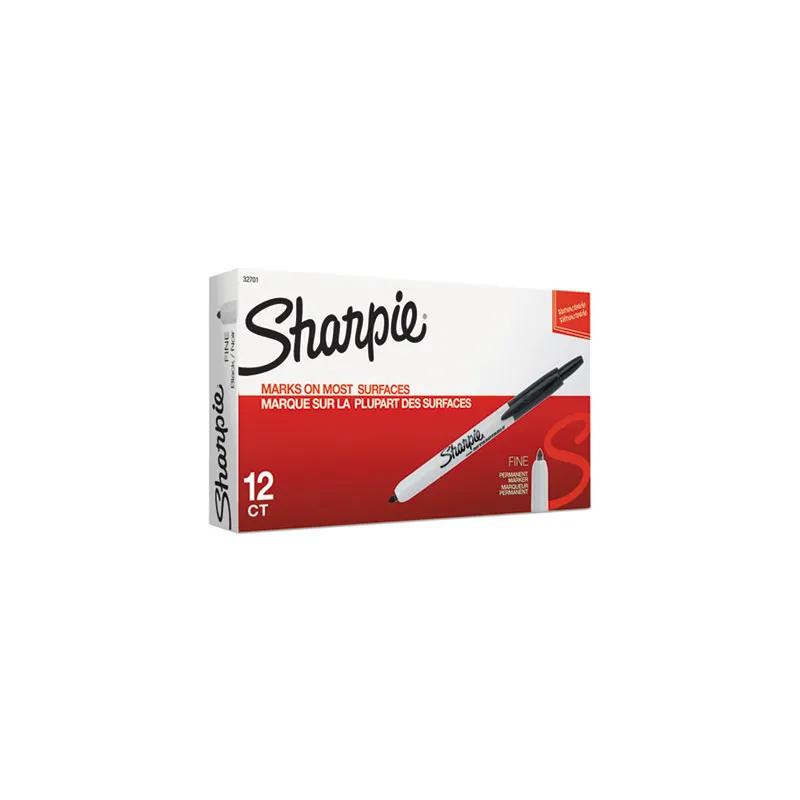 Sharpie® Permanent Marker Black Fine Point Retractable 12/Box