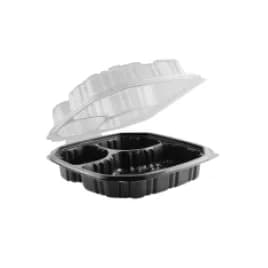 Take-Out Container Hinged 9X9 IN 3 Compartment Microwave Safe 120/Case