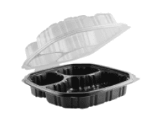 Take-Out Container Hinged 9X9 IN 3 Compartment Microwave Safe 120/Case