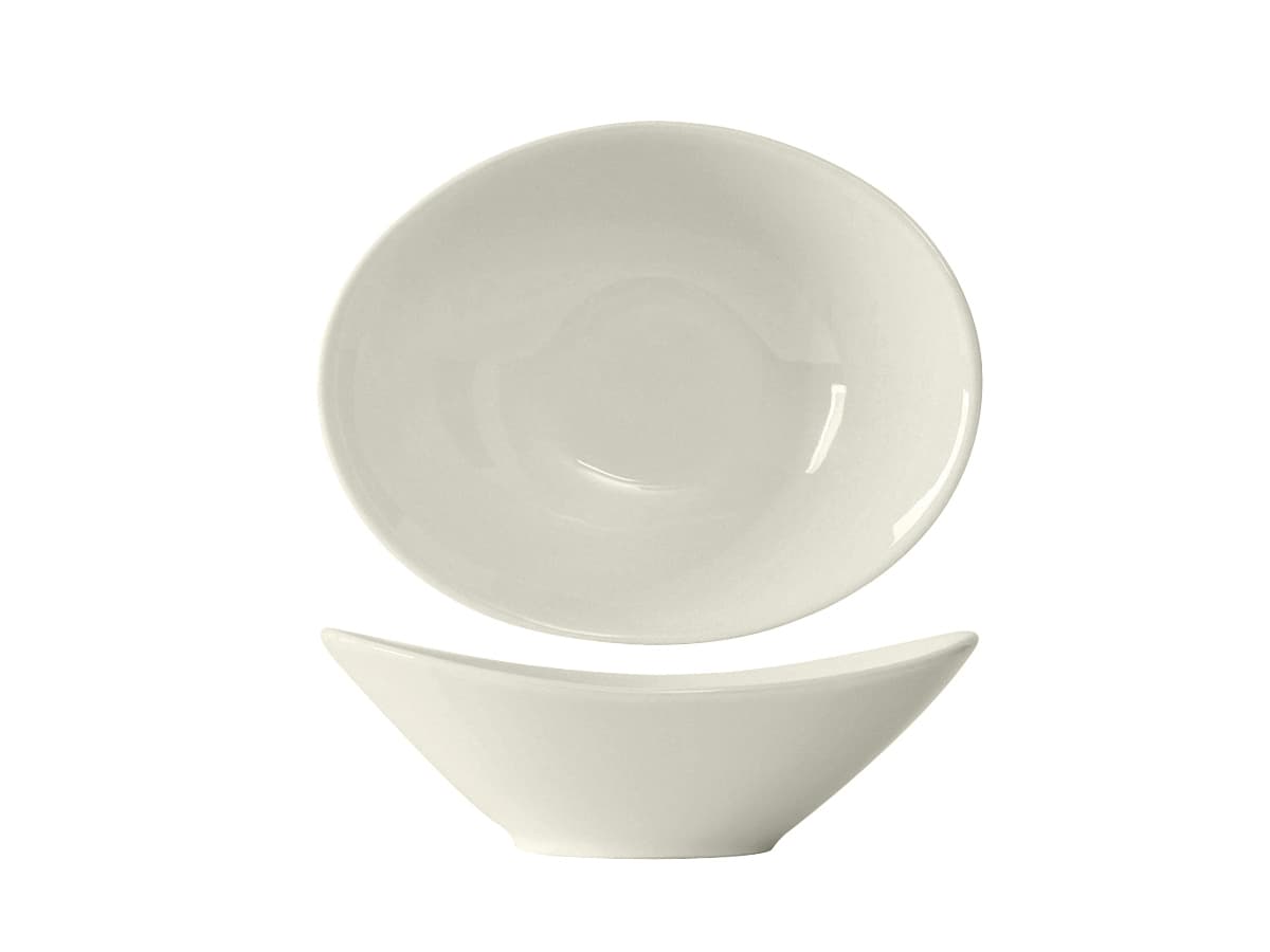 AlumaTux Modena Capistrano Bowl 6.375X5 IN 8 OZ China Pearl White Oval Fully Vitrified 24/Case