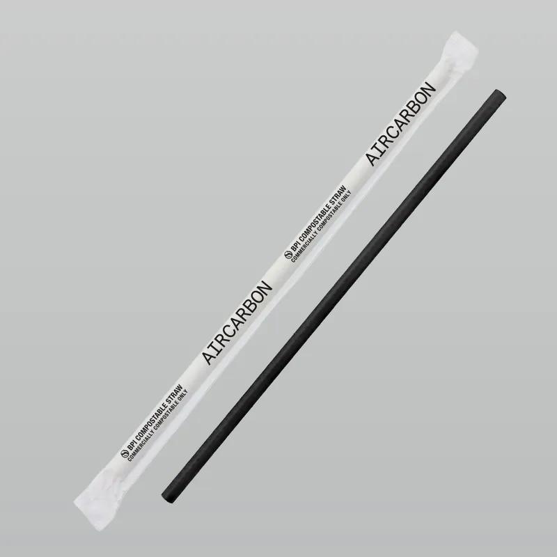 Jumbo Straw 7.75 IN Air Carbon Black Wrapped 400 Count/Pack 6 Packs/Case 2400 Count/Case