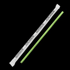 Jumbo Straw 7.75 IN Air Carbon Green Wrapped 400 Count/Pack 6 Packs/Case 2400 Count/Case
