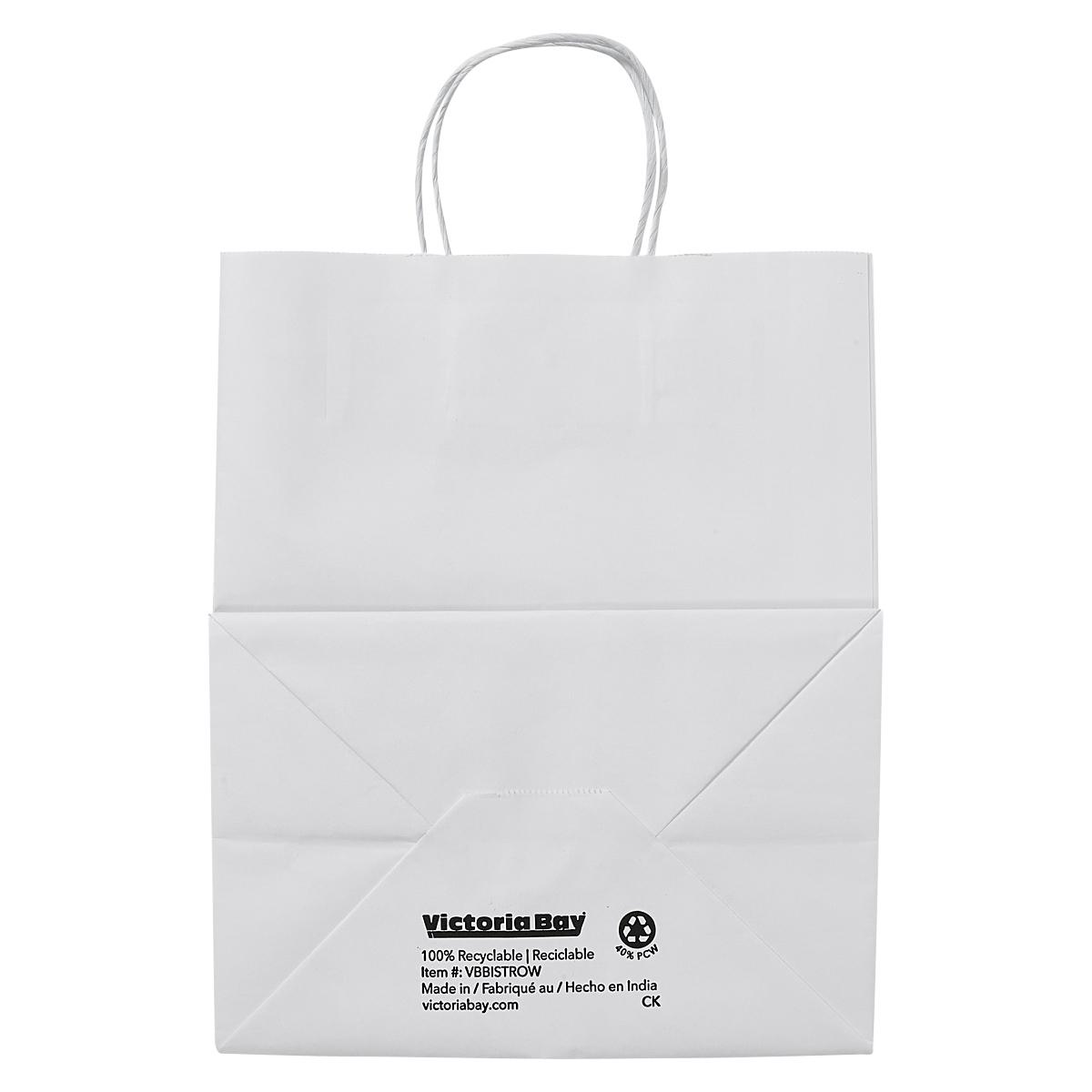 Victoria Bay Shopper Bag Medium (MED) 10X6.75X12 IN Paper #81 White With Handle 250/Case