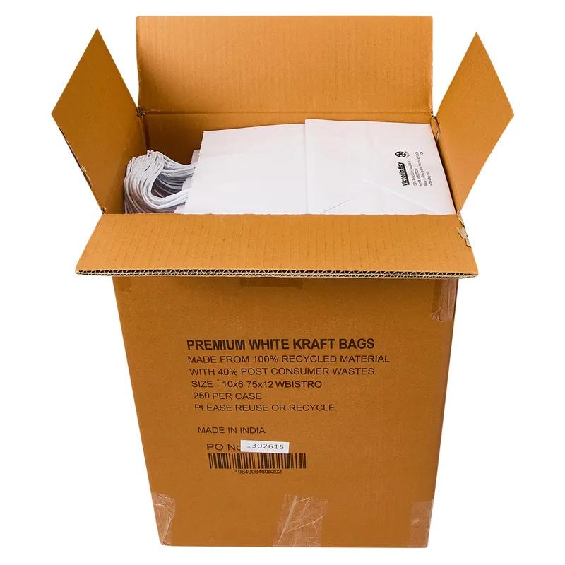 Victoria Bay Shopper Bag Medium (MED) 10X6.75X12 IN Paper #81 White With Handle 250/Case