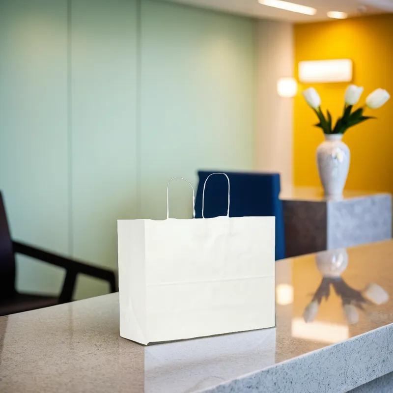 Victoria Bay Shopper Bag 16X6X12 IN Paper White Gusset 250/Case