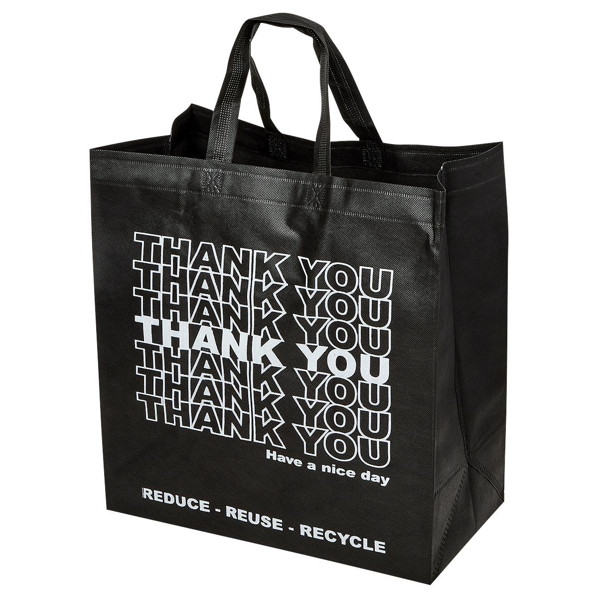 Victoria Bay Shopper Bag 14X7.5X15 IN 18 LB Non-Woven Polypropylene (NWPP) Black Printed Reusable 100/Case