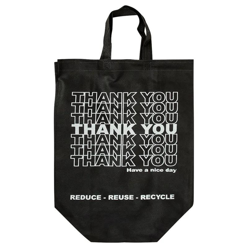 Victoria Bay Shopper Bag 14X7.5X15 IN 18 LB Non-Woven Polypropylene (NWPP) Black Printed Reusable 100/Case