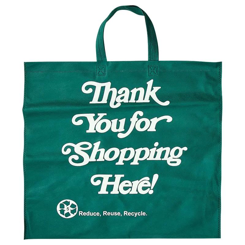 Victoria Bay Bag 18X7X17 IN Non-Woven Polypropylene (NWPP) Green Printed With Open Bottom Closure Reusable 100/Case