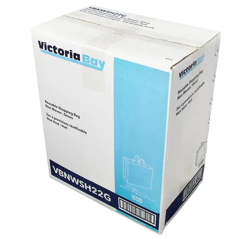 Victoria Bay Shopper Bag 18X7.75X17 IN NWPP Green Printed Reusable Non-Woven 100/Case