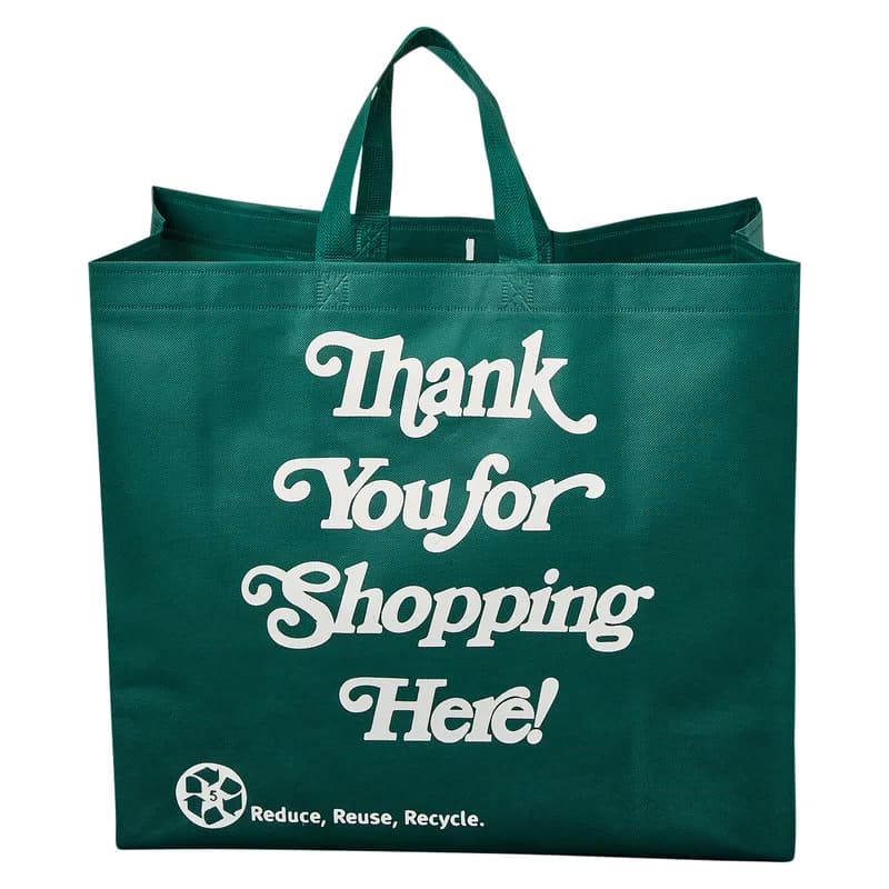 Victoria Bay Shopper Bag 18X7.75X17 IN NWPP Green Printed Reusable Non-Woven 100/Case