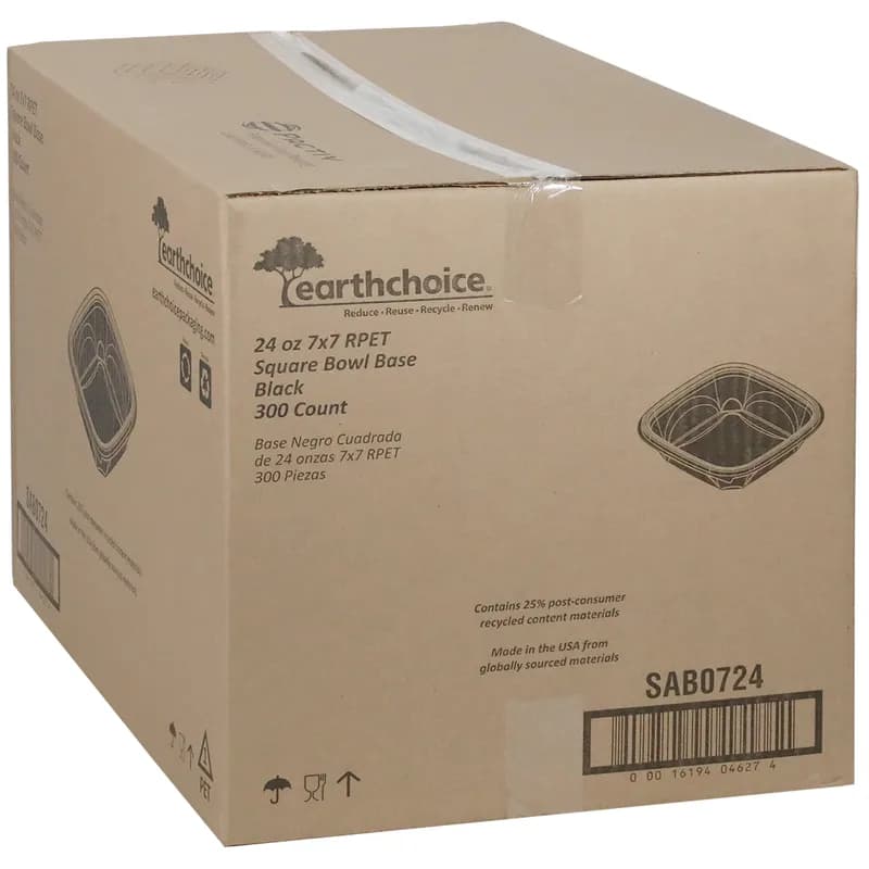 Bowl 24 OZ RPET Black Square 300/Case