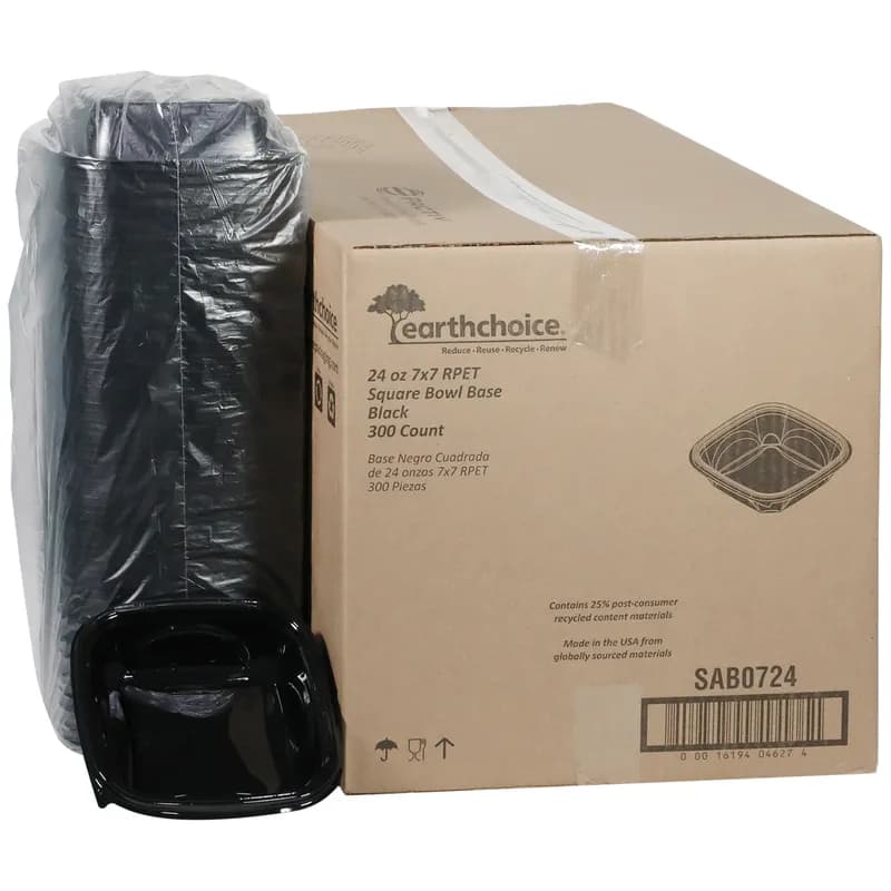 Bowl 24 OZ RPET Black Square 300/Case