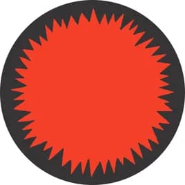 Blank Promo Write In Label 2 IN Black Fluorescent Red Starburst Circle 1000 Count/Roll 20 Rolls/Case 20000 Count/Case