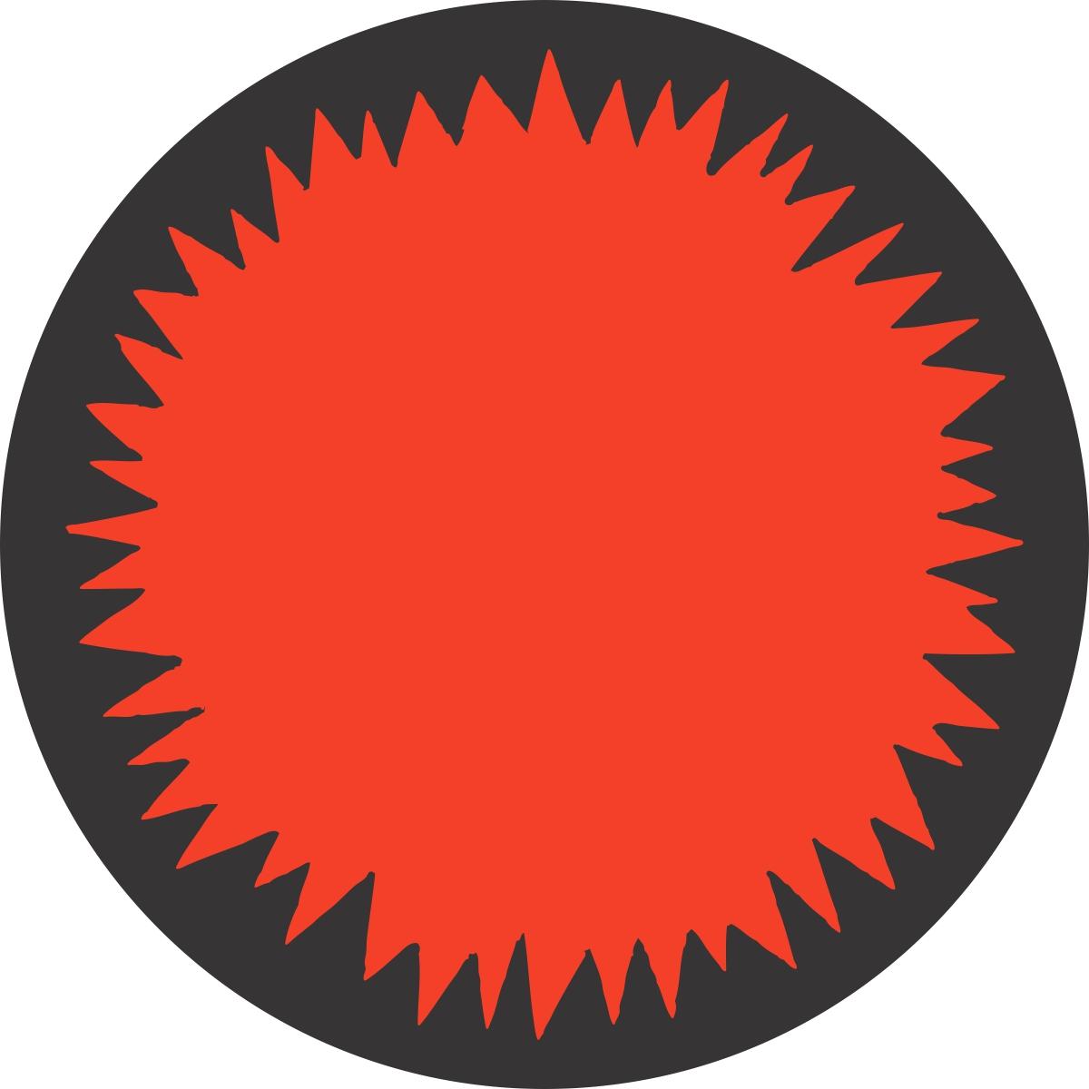 Blank Promo Write In Label 2 IN Black Fluorescent Red Starburst Circle 1000 Count/Roll 20 Rolls/Case 20000 Count/Case