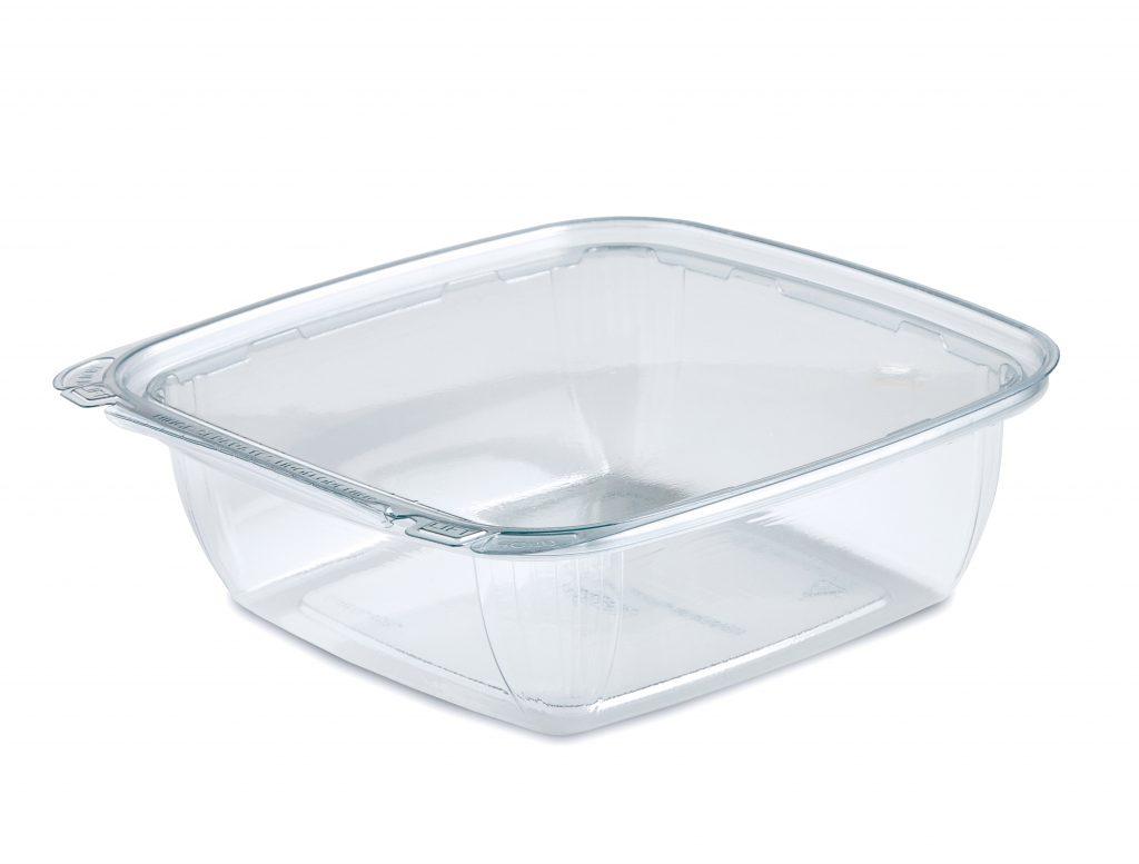 Fresh 'n Clear® Deli Container Hinged With Flat Lid 32 OZ PET Clear Square Tamper-Evident 132/Case
