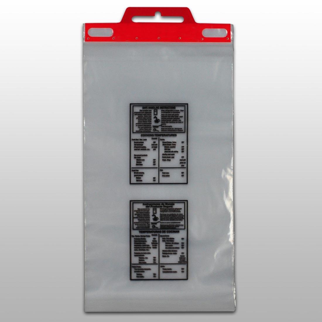 Meat Bag 12X18+2 IN LDPE 1.5MIL Clear Safe Handling Printed With Open Ended Closure Header 1000/Case