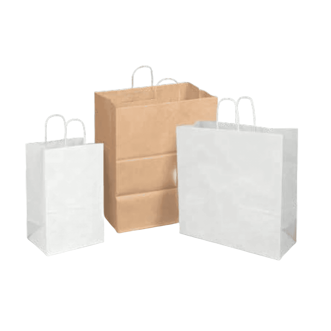 Victoria Bay Shopper Bag 9X5.75X13.5 IN Paper White Gusset 200/Case
