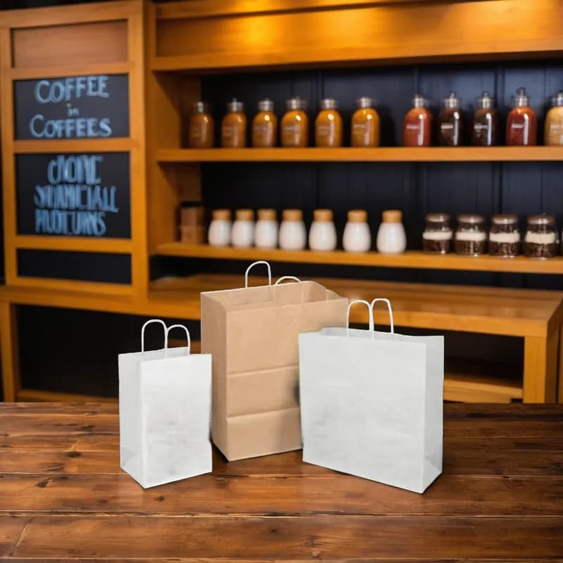 Victoria Bay Shopper Bag 9X5.75X13.5 IN Paper White Gusset 200/Case