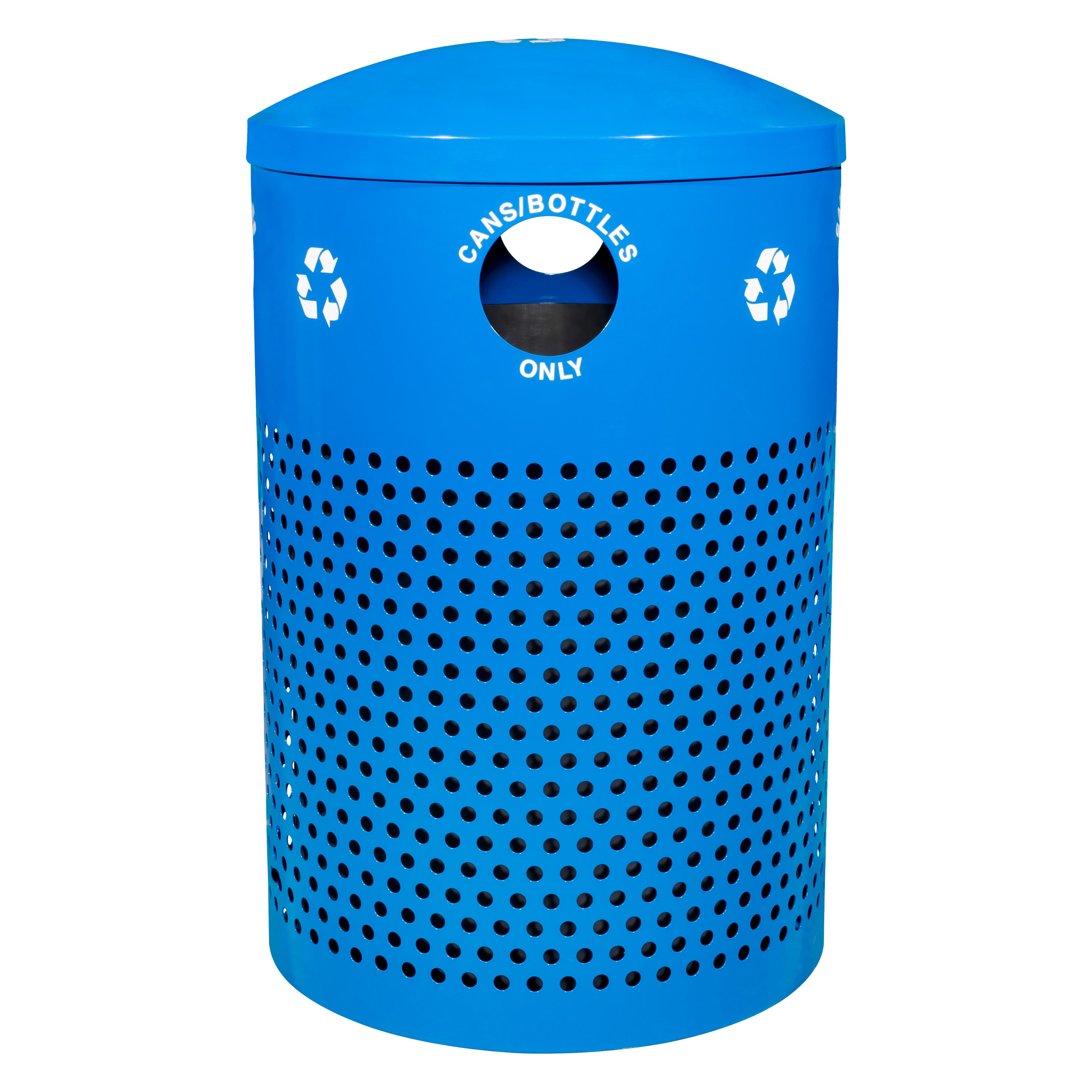 Cans & Bottles Trash & Recycling Bin 40 GAL Blue Steel Perforated Includes One 40 GAL LLDPE Liner 1/Each