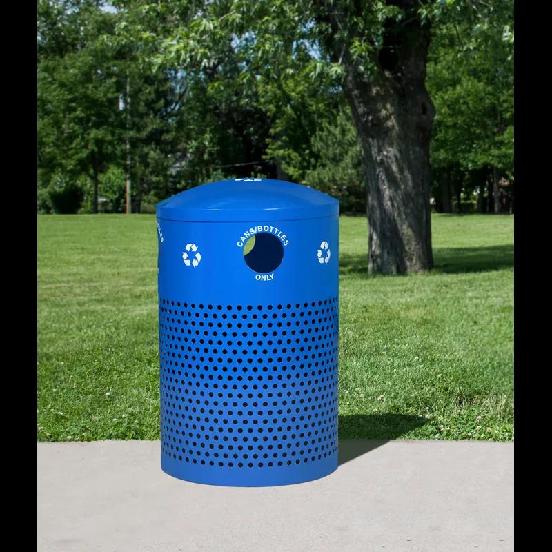 Cans & Bottles Trash & Recycling Bin 40 GAL Blue Steel Perforated Includes One 40 GAL LLDPE Liner 1/Each