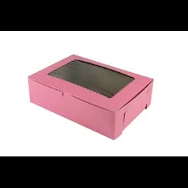 Bakery Box 10X10X4 IN Paperboard Strawberry Corner Lock 1-Piece With Window 100/Case