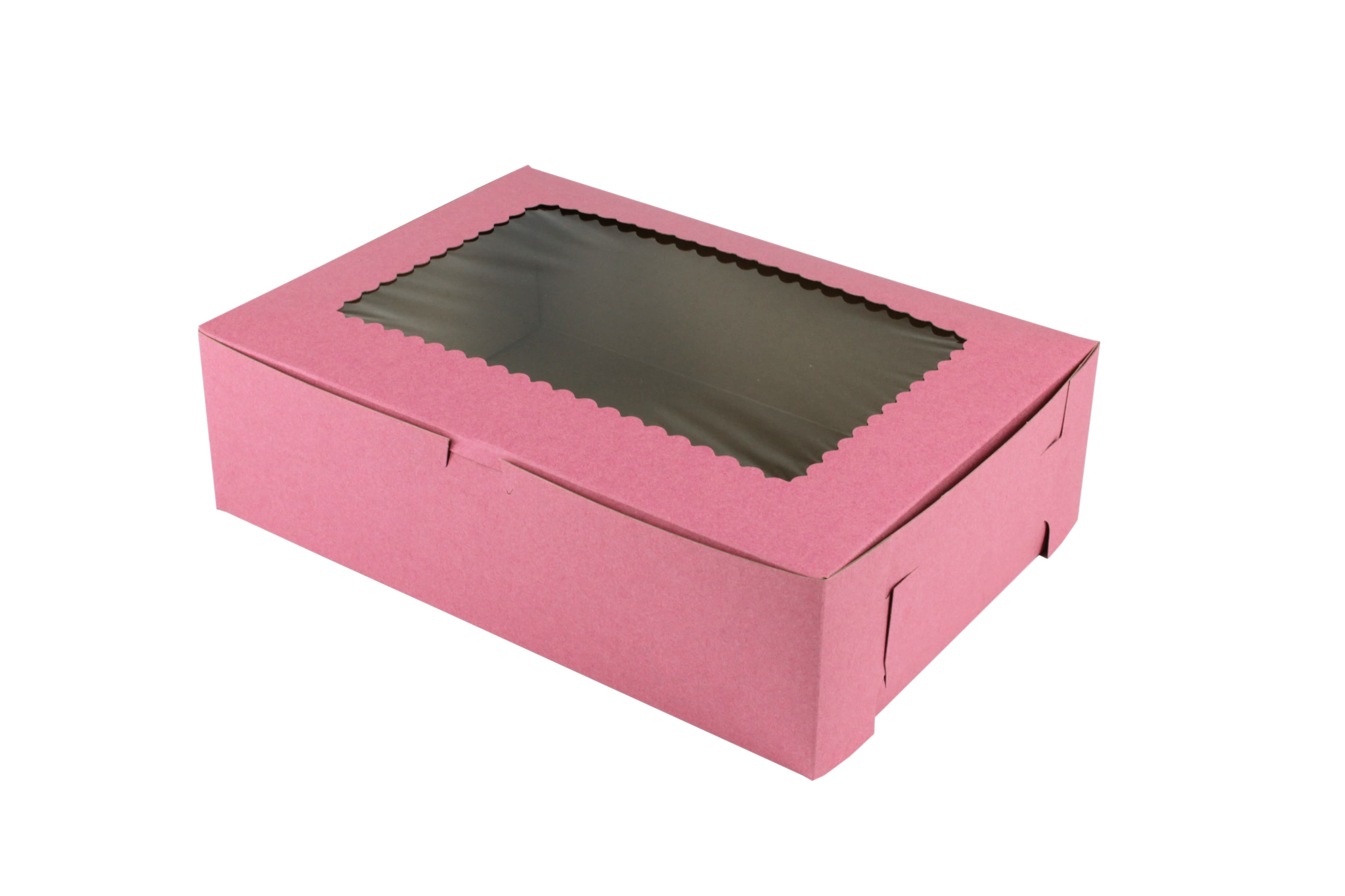Bakery Box 10X10X4 IN Paperboard Strawberry Corner Lock 1-Piece With Window 100/Case