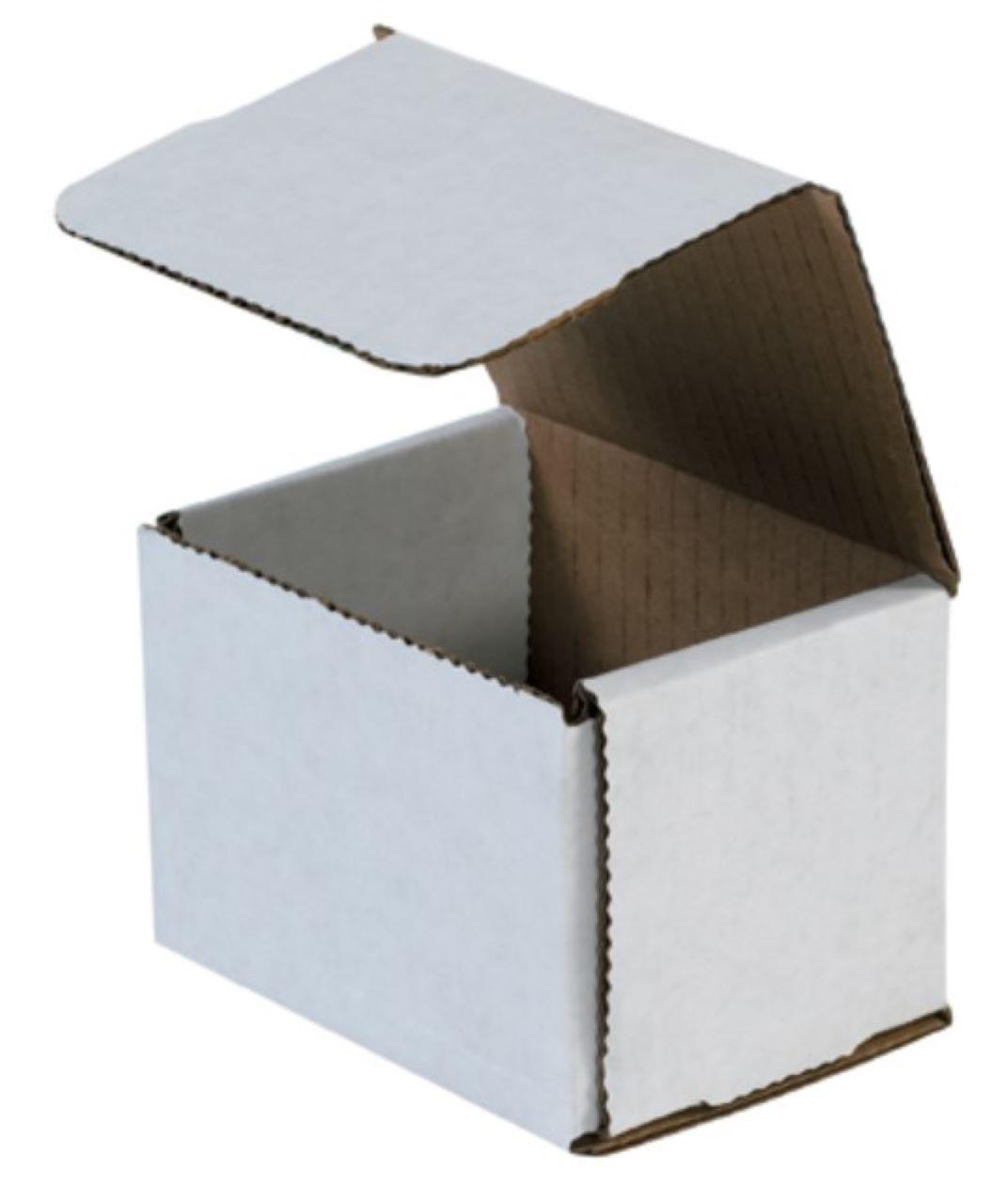 Mailer 4X3X3 IN White Corrugated Cardboard 50 Count/Bundle