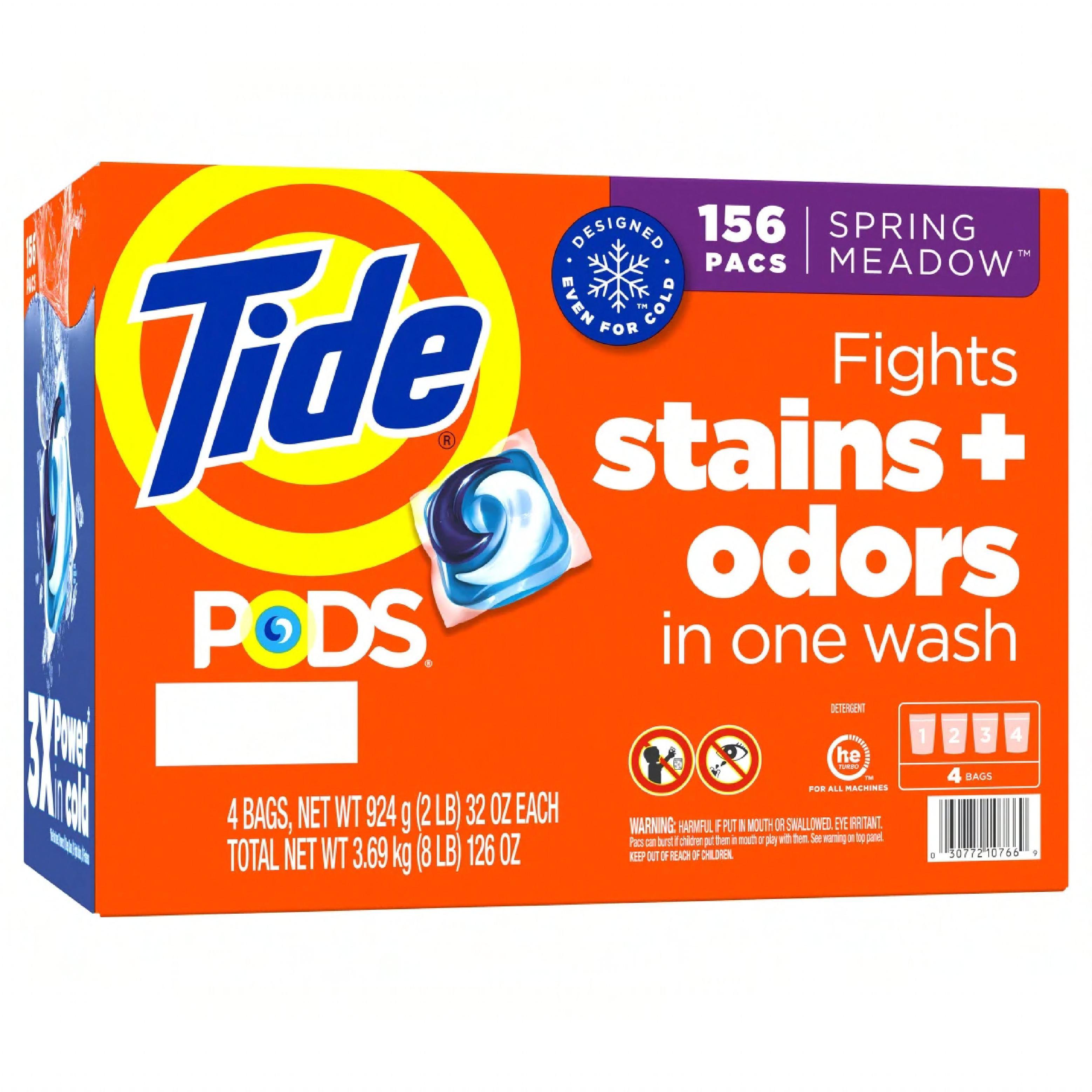 Tide® Spring Meadow Encapsulated Laundry Detergent Pod HE Compatible 156/Case