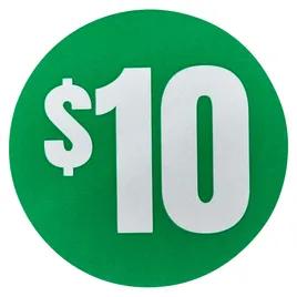 $10 Price Spot Label Green White 1/Roll