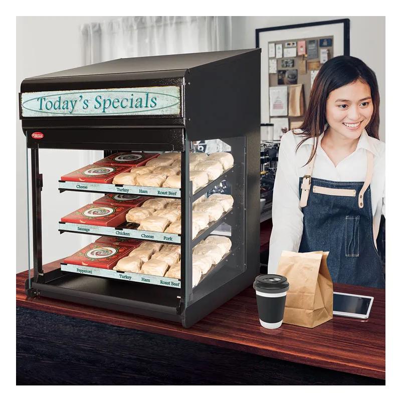 Flav-R-Savor® Heated Air Curtain Merchandiser Black 120/208-240 Volt No Sign 1/Each