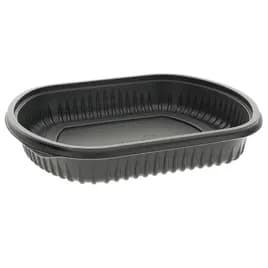 MealMaster® Take-Out Container Base Large (LG) 9.375X8X1.5 IN MFPP Black Rectangle 250/Case