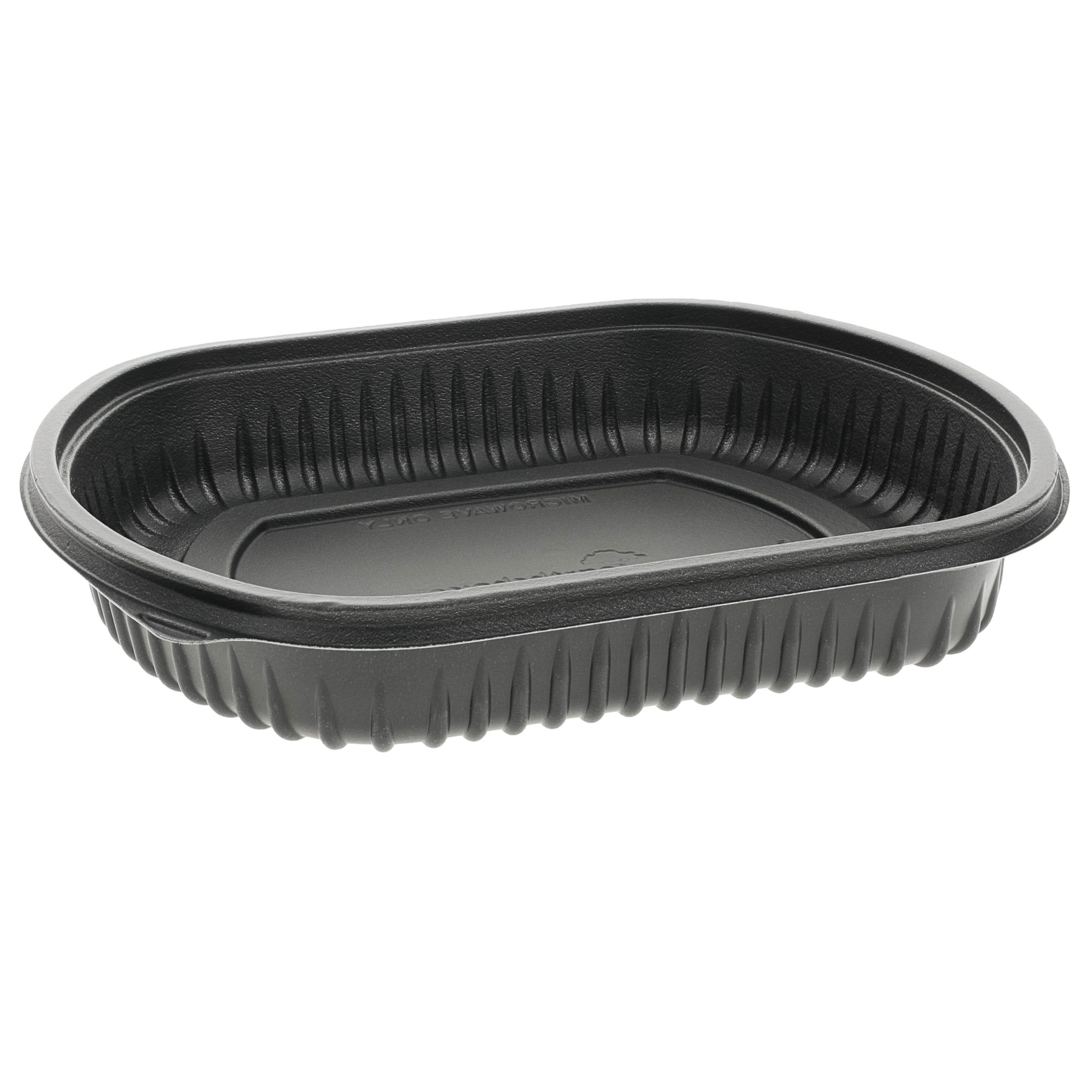 MealMaster® Take-Out Container Base Large (LG) 9.375X8X1.5 IN MFPP Black Rectangle 250/Case