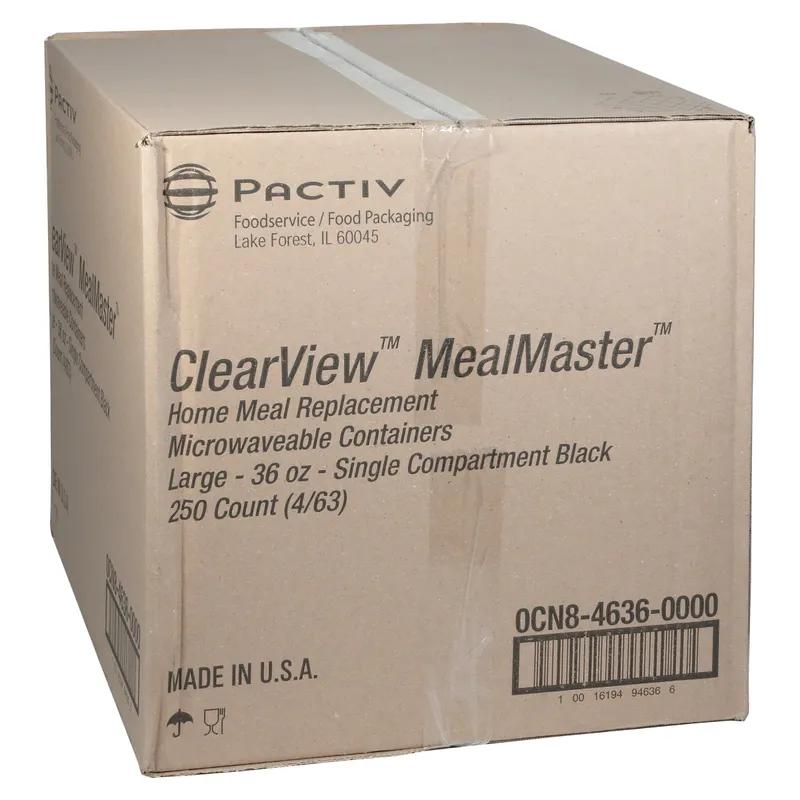 MealMaster® Take-Out Container Base Large (LG) 9.375X8X1.5 IN MFPP Black Rectangle 250/Case