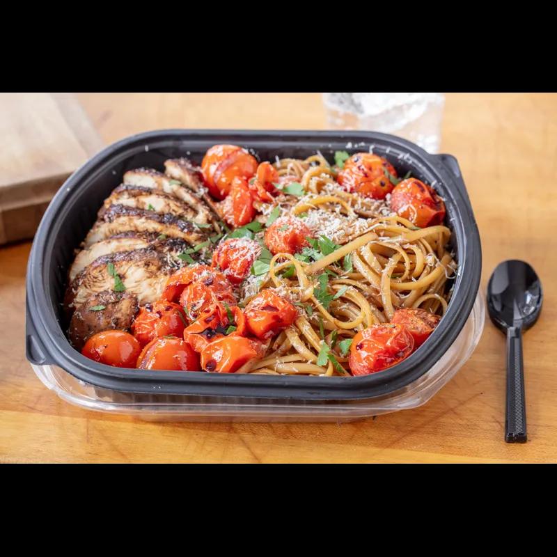 MealMaster® Take-Out Container Base Large (LG) 9.375X8X1.5 IN MFPP Black Rectangle 250/Case