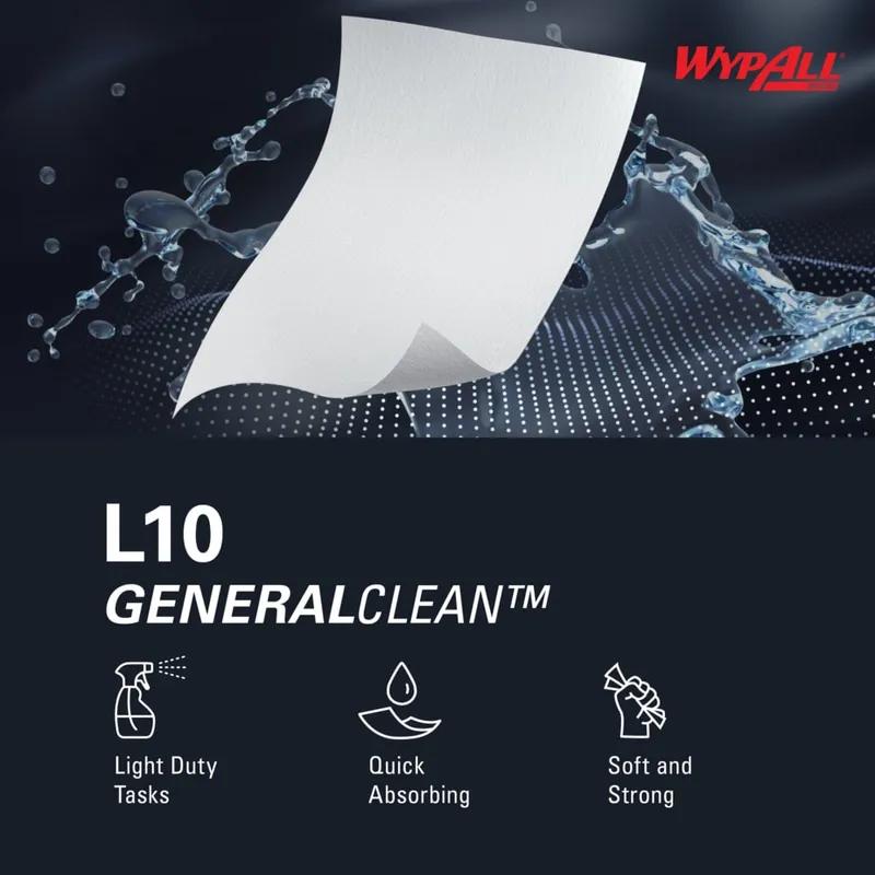 WypAll® L10 General Purpose Wipe 9X10.25 IN 1 White Pop-Up Box Utility 125 Count/Box 18 Box/Case 2250 Count/Case