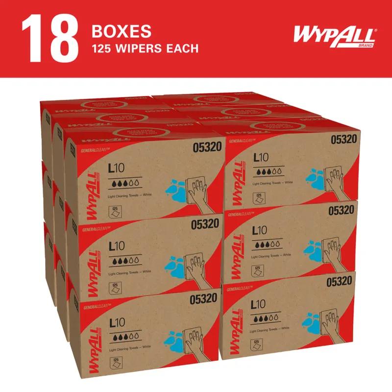 WypAll® L10 General Purpose Wipe 9X10.25 IN 1 White Pop-Up Box Utility 125 Count/Box 18 Box/Case 2250 Count/Case