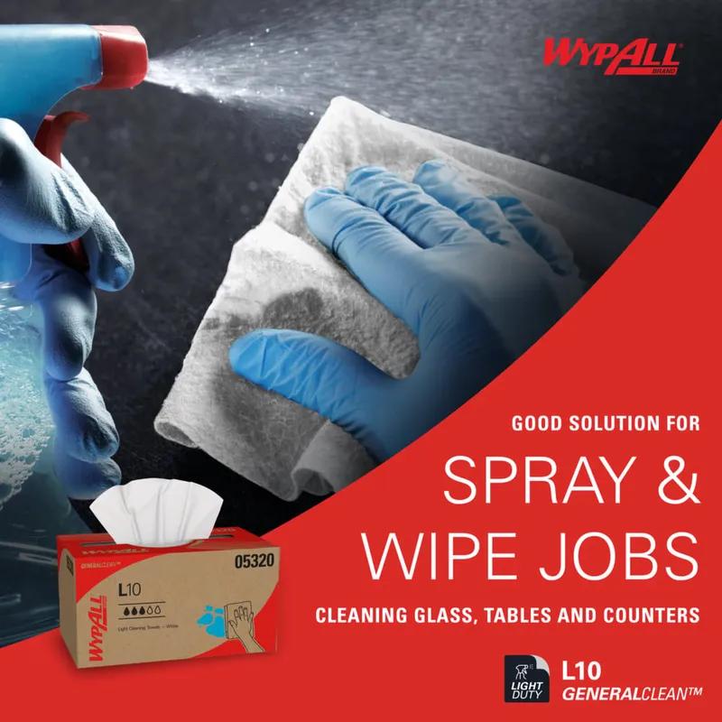 WypAll® L10 General Purpose Wipe 9X10.25 IN 1 White Pop-Up Box Utility 125 Count/Box 18 Box/Case 2250 Count/Case