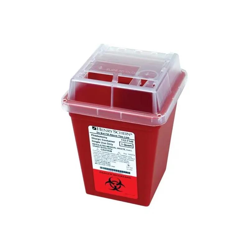 Medical Waste Box 4.5X4.5X6.60 IN 1 QT Red PP Slide Top 80/Case