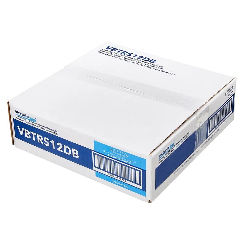 Victoria Bay Serving Tray Base 12 IN PS Black With Design Round 25/Case