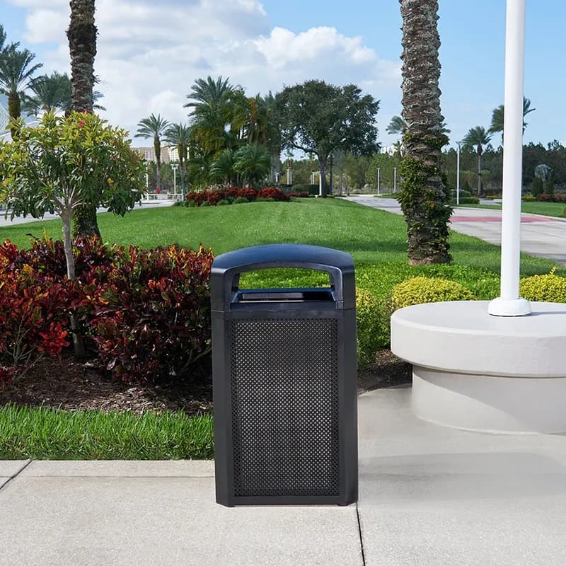Landmark Series® Landfill 1-Stream Trash Container Frame 26X26X46.5 IN 50 GAL Black Resin With Dome Lid 1/Each
