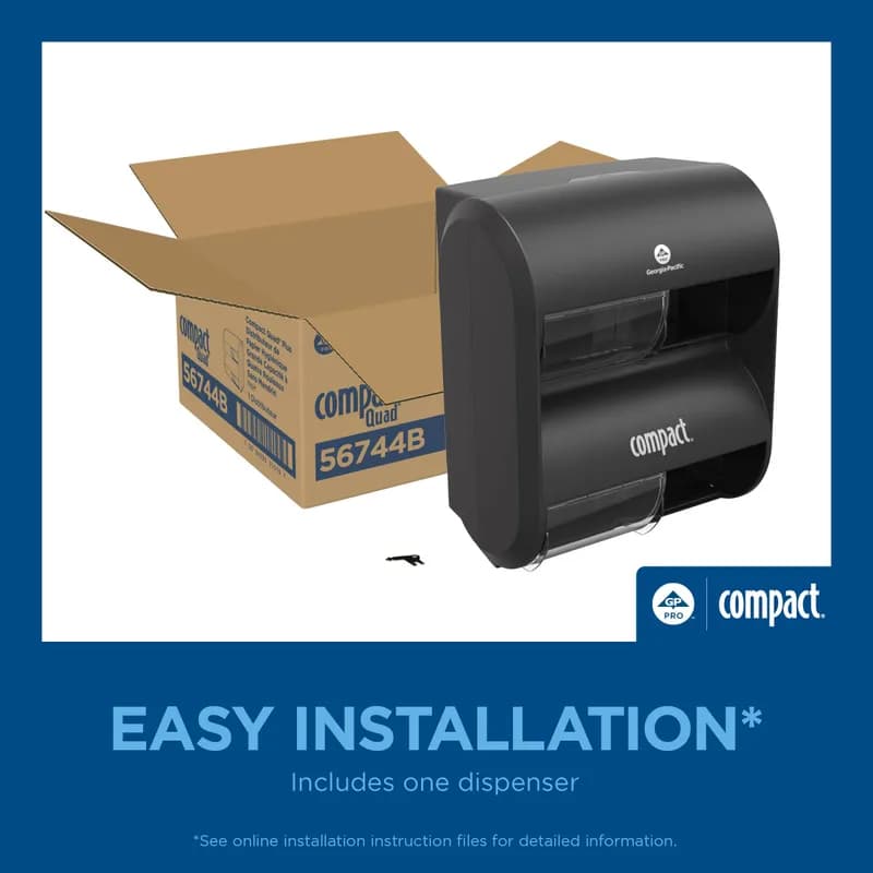 Compact Quad® Toilet Paper Dispenser 6.90X11.75X13.25 IN Smoke Gray 4-Roll Coreless High Capacity 1/Each