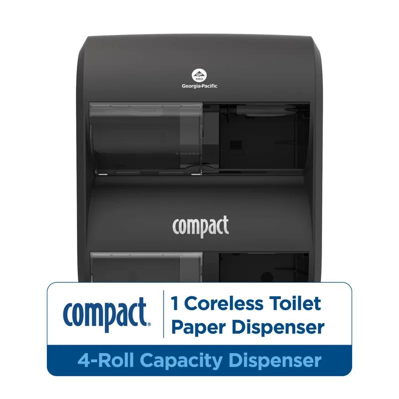 Compact Quad® Toilet Paper Dispenser 6.90X11.75X13.25 IN Smoke Gray 4-Roll Coreless High Capacity 1/Each