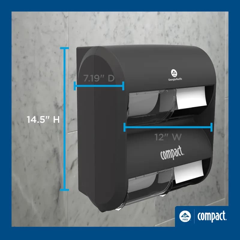 Compact Quad® Toilet Paper Dispenser 6.90X11.75X13.25 IN Smoke Gray 4-Roll Coreless High Capacity 1/Each
