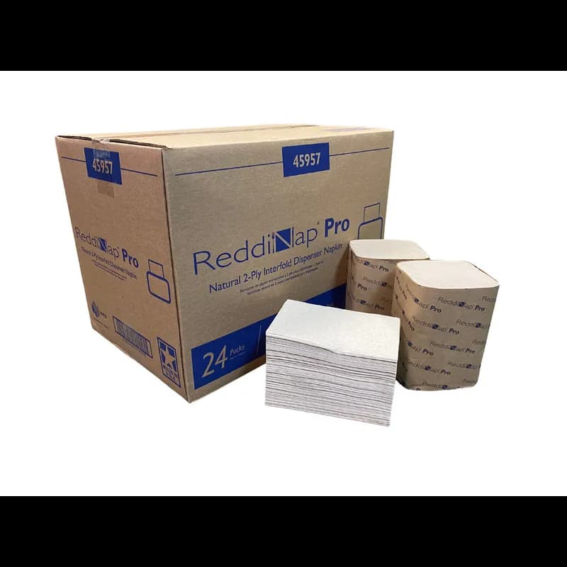 ReddiNap™ Dispenser Napkins 8.8X6.4 IN Kraft 2PLY Interfold 500 Count/Pack 24 Packs/Case 12000 Count/Case