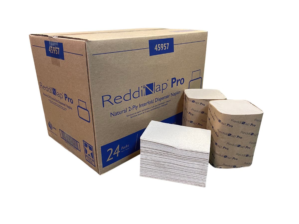 ReddiNap™ Dispenser Napkins 8.8X6.4 IN Kraft 2PLY Interfold 500 Count/Pack 24 Packs/Case 12000 Count/Case