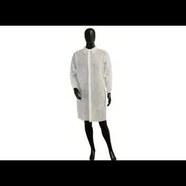 Lab Coat XL 44 IN White PP No Pockets Hook & Loop Backing With Elastic Wrist 50/Case