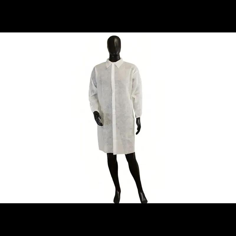 Lab Coat XL 44 IN White PP No Pockets Hook & Loop Backing With Elastic Wrist 50/Case